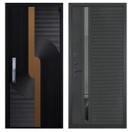 Гранит Смарт Люкс, панель 090 Черный кварц с зеркальной тонированной вставкой 10 мм