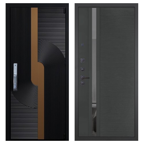 Гранит Смарт Люкс, панель 090 Черный кварц с зеркальной тонированной вставкой 10 мм