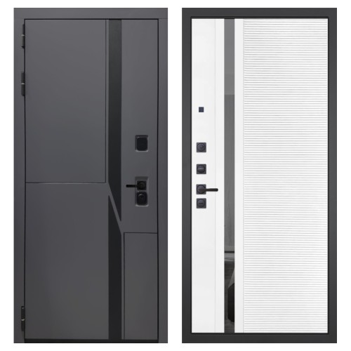 Гранит НаноБлэк лайн, панель 089 Белый софт с зеркальной тонированной вставкой 10 мм