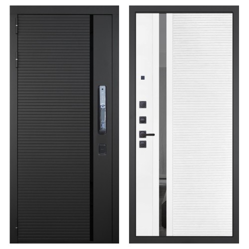 Гранит Пиано Смарт, панель 089 Белый софт с зеркальной тонированной вставкой 10 мм