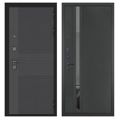 Гранит Гранж, панель 090 Черный кварц с зеркальной тонированной вставкой 10 мм