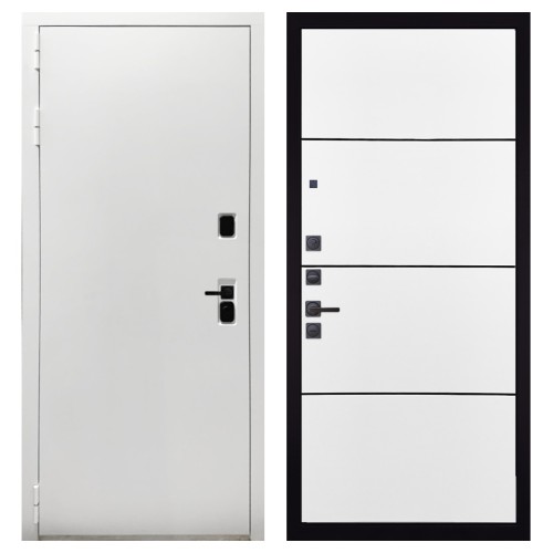 Гранит Вайт, панель 079 Белый софт, черный молдинг 12 мм