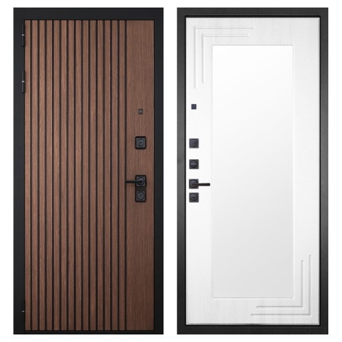 Гранит Шторм, панель 019 зеркало Белый ясень 16 мм