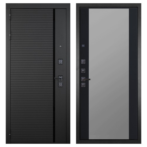 Гранит Пиано Черная, панель 074 зеркало фацет тонированное 16 мм