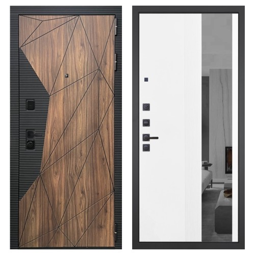 Гранит Континент, панель 085 Белый рельеф софт с тонированным зеркало 10 мм