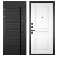 Гранит Пиано Черная с фрамугой, панель 018 Белый 16 мм