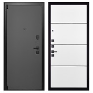 Гранит Лайт Графит, панель 079 Белый софт, черный молдинг 12 мм