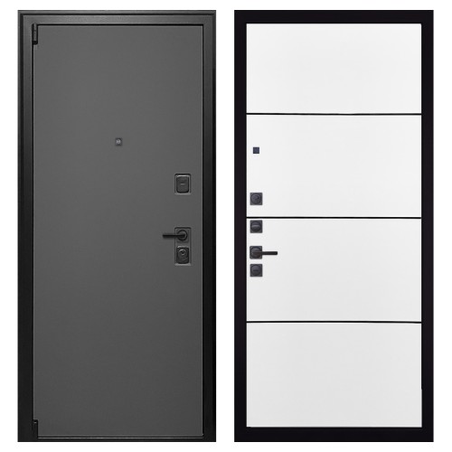 Гранит Лайт Графит, панель 079 Белый софт, черный молдинг 12 мм