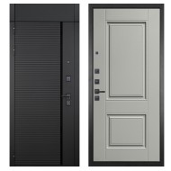 Гранит Пиано Черная с фрамугой, панель 068 Две филенки силк маус 12 мм