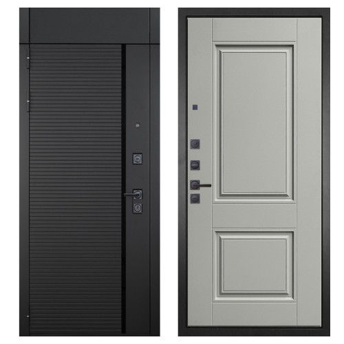 Гранит Пиано Черная с фрамугой, панель 068 Две филенки силк маус 12 мм