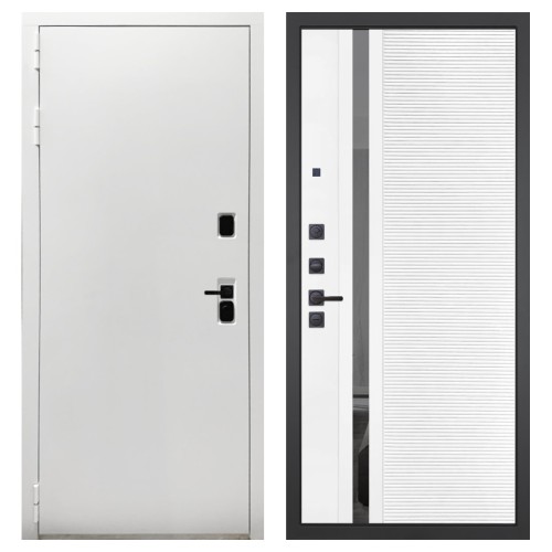 Гранит Вайт, панель 089 Белый софт с зеркальной тонированной вставкой 10 мм