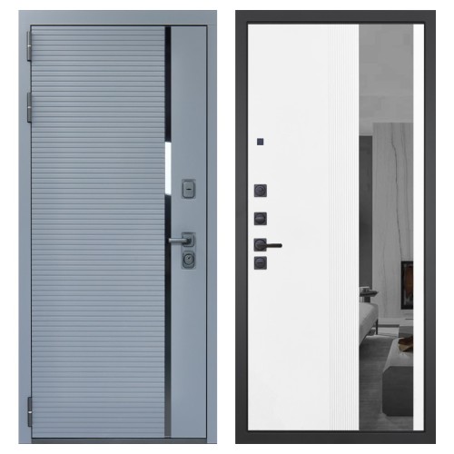 Гранит Роял белая, панель 085 Белый рельеф софт с тонированным зеркало 10 мм