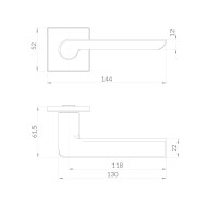 Ручка Punto (Пунто) раздельная K.EST.Q52.SANDY SSG-39 сатинированное золото 