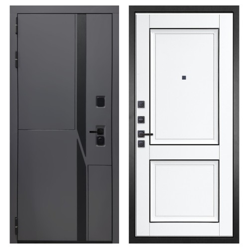 Гранит НаноБлэк лайн, панель 070 Две филенки с молдингом белый матовый 12 мм