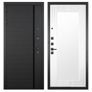 Гранит Пиано Черная, панель 019 зеркало Белый ясень 16 мм