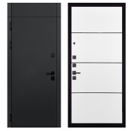 Гранит Горизонт с фрамугой, панель 079 Белый софт, черный молдинг 12 мм