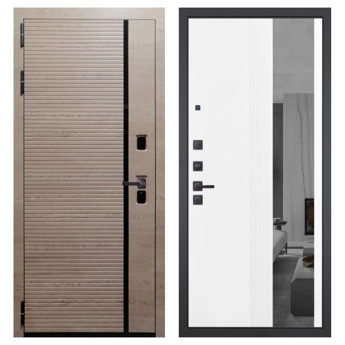 Гранит Пиано Эко, панель 085 Белый рельеф софт с тонированным зеркало 10 мм