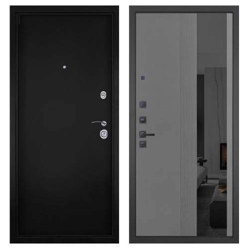 Гранит М8, панель 086 Серый рельеф софт с тонированным зеркало 10 мм