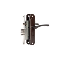 Замок Zenit (Зенит) врезной сувальдный с защёлкой в комплекте с ручкой ЗВ9.009/17 (медь), 4 кл. 