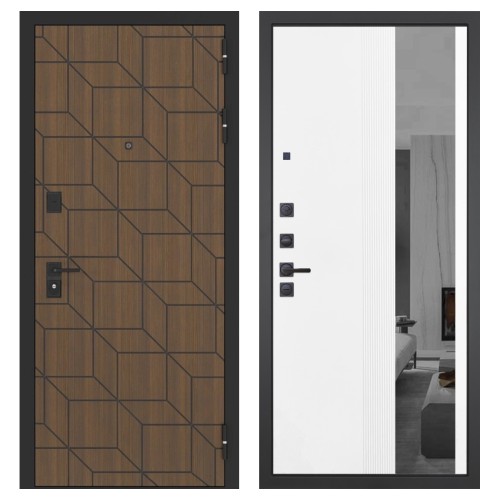 Гранит Плэй, панель 085 Белый рельеф софт с тонированным зеркало 10 мм