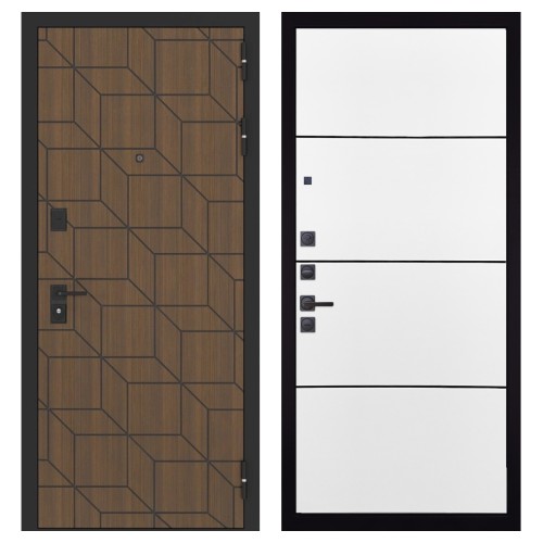 Гранит Плэй, панель 079 Белый софт, черный молдинг 12 мм