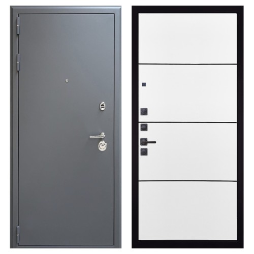 Гранит 7024, панель 079 Белый софт, черный молдинг 12 мм