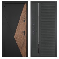 Гранит Геометрия, панель 090 Черный кварц с зеркальной тонированной вставкой 10 мм