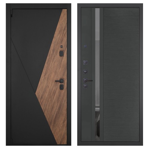 Гранит Геометрия, панель 090 Черный кварц с зеркальной тонированной вставкой 10 мм