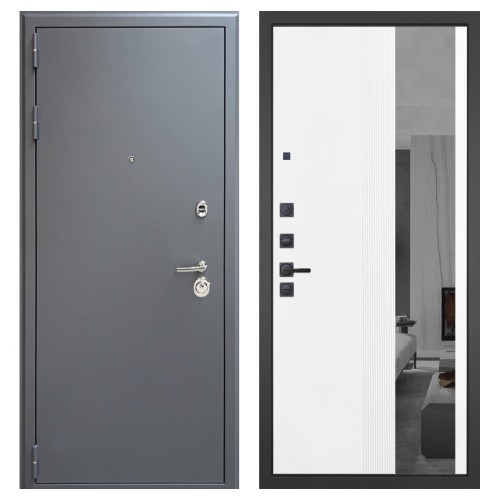 Гранит 7024, панель 085 Белый рельеф софт с тонированным зеркало 10 мм