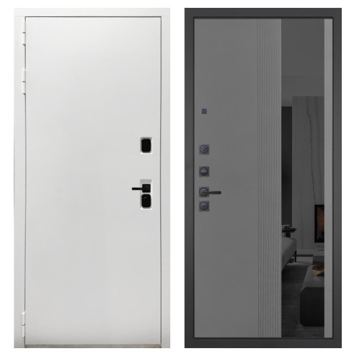 Гранит Вайт, панель 086 Серый рельеф софт с тонированным зеркало 10 мм