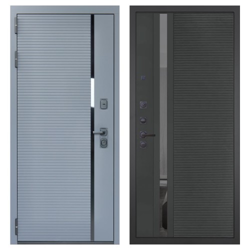 Гранит Пиано Серая, панель 090 Черный кварц с зеркальной тонированной вставкой 10 мм