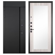 Гранит Пиано Черная с фрамугой, панель 032 зеркало Сандал светлый 12 мм