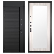 Гранит Пиано Черная с фрамугой, панель 017 зеркало Сандал светлый 16 мм