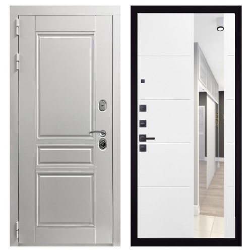 Гранит Лира Белая, панель 083 Белый софт зеркало 10 мм