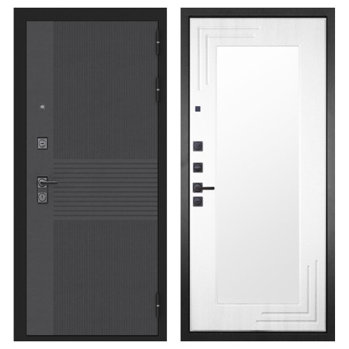 Гранит Гранж, панель 019 зеркало Белый ясень 16 мм