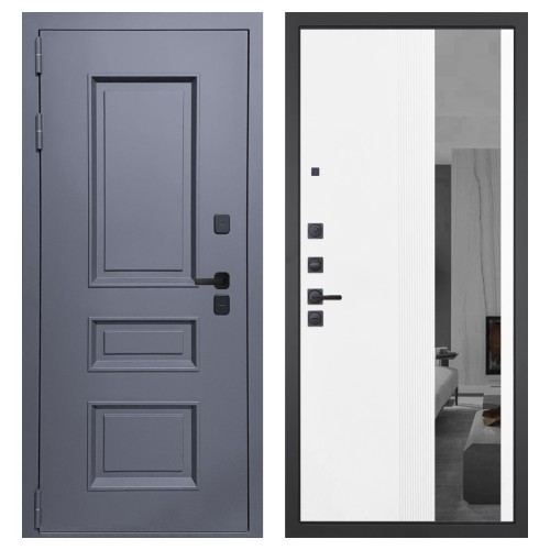 Гранит Сибирь, панель 085 Белый рельеф софт с тонированным зеркало 10 мм