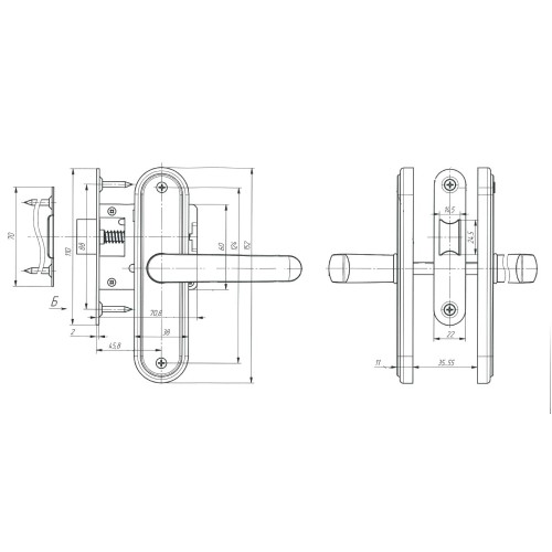Защелка Absolyute (Абсолют) врезная ЗЩ1-45А (бронза) 