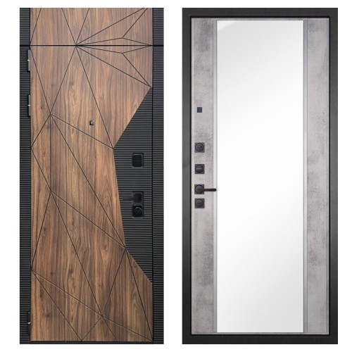 Гранит Континент с фрамугой, панель 051 зеркало Бетон светлый 16 мм