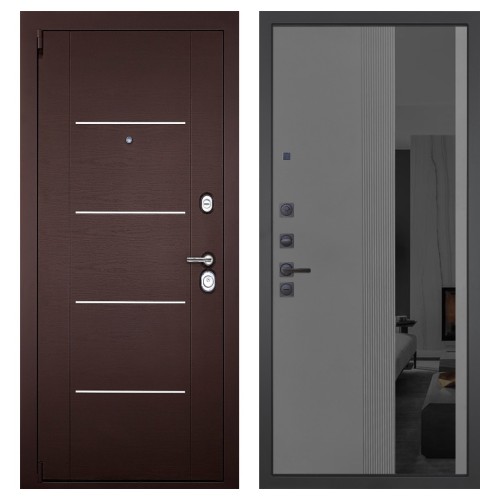 Гранит М2 Люкс, панель 086 Серый рельеф софт с тонированным зеркало 10 мм