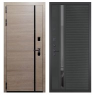 Гранит Пиано Эко, панель 090 Черный кварц с зеркальной тонированной вставкой 10 мм