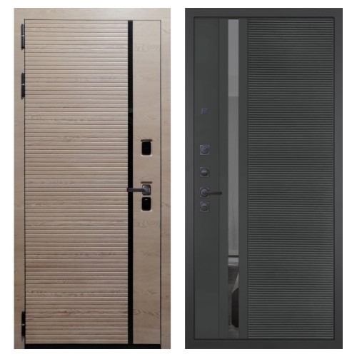 Гранит Пиано Эко, панель 090 Черный кварц с зеркальной тонированной вставкой 10 мм