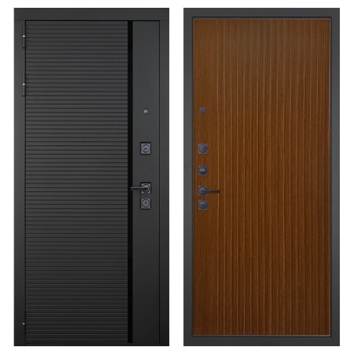 Гранит Пиано Черная, панель 087 Дуб кантри темный с фрезеровкой 10 мм