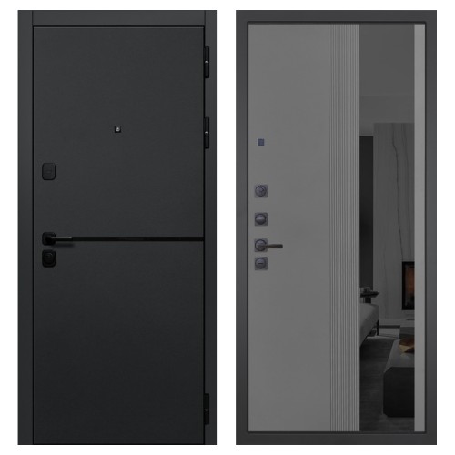 Гранит Горизонт, панель 086 Серый рельеф софт с тонированным зеркало 10 мм