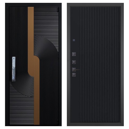 Гранит Смарт Люкс, панель 088 Черный кварц с фрезеровкой 10 мм