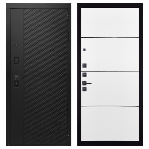 Гранит Симметрия, панель 079 Белый софт, черный молдинг 12 мм