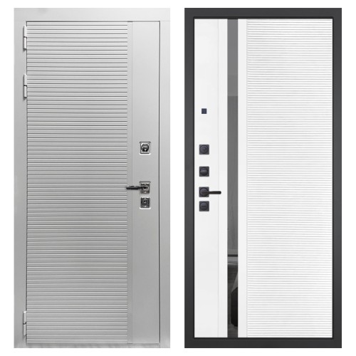 Гранит Пиано Белая, панель 089 Белый софт с зеркальной тонированной вставкой 10 мм