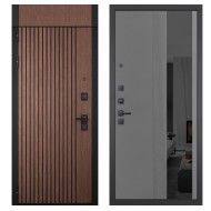 Гранит Шторм с фрамугой, панель 086 Серый рельеф софт с тонированным зеркало 10 мм