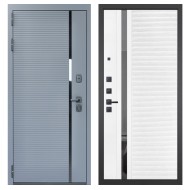 Гранит Пиано Серая, панель 089 Белый софт с зеркальной тонированной вставкой 10 мм