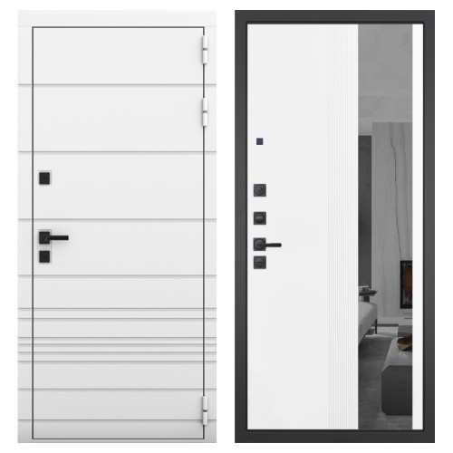 Гранит Роял белая NEW, панель 085 Белый рельеф софт с тонированным зеркало 10 мм