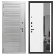 Гранит Пиано Белая, панель 085 Белый рельеф софт с тонированным зеркало 10 мм